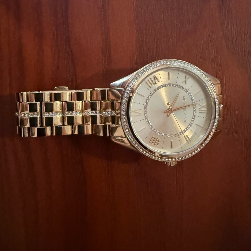 Michael Kors Gold-Tone Watch with Crystal Details